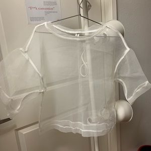 Unique white see through top